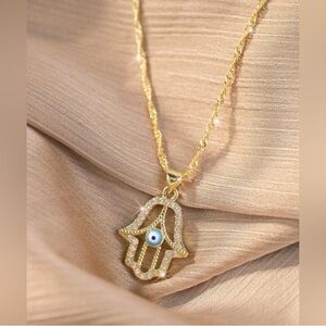 Gold Hamsa Pendant Necklace